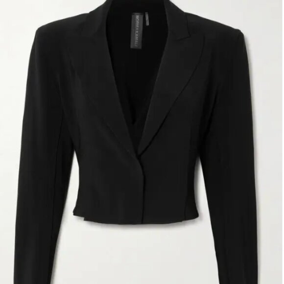 Norma Kamali Cropped Stretch Jersey Blazer Black Size Small - Picture 1 of 2